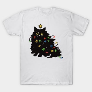 Cat wrapped in Christmas lights T-Shirt